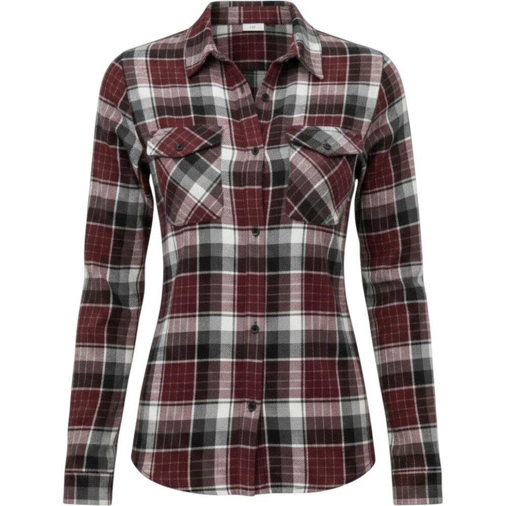 American Eagle Classic Fit Plaid Flannel Shirt Burgundy Black White Mens Medium
